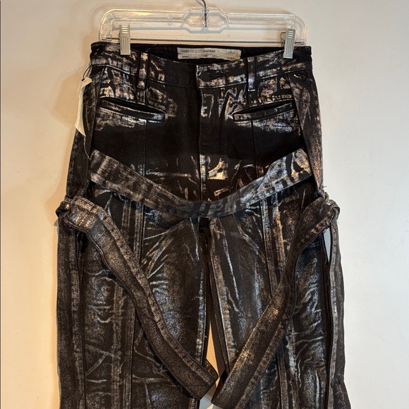 SRRY SORA Mainline Bondage Jeans  Black Silver Coated Denim Luxury Avant Gard 28 - Picture 3 of 14